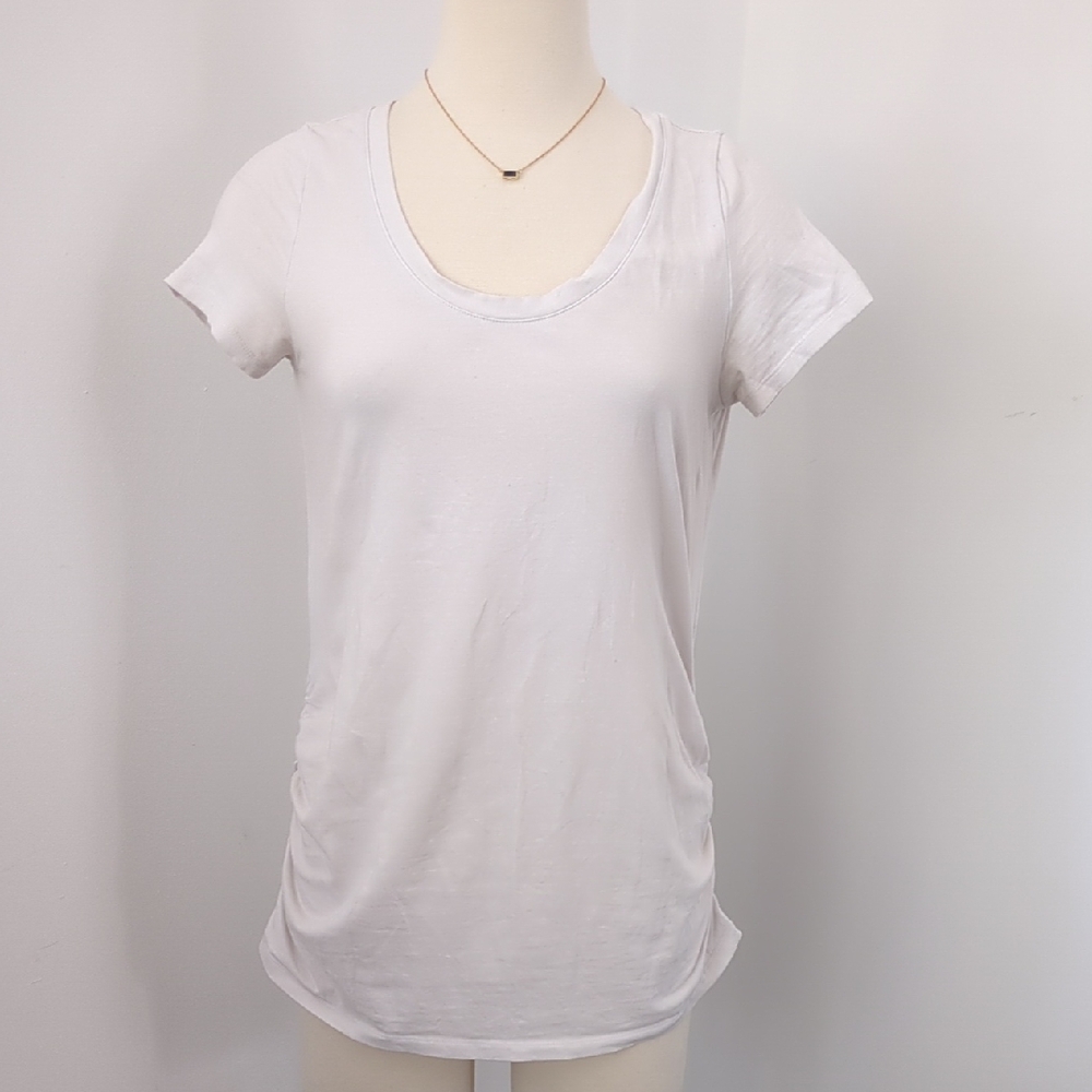 Old Navy Soft White Short Sleeve Maternity Tee, Scoop Neck